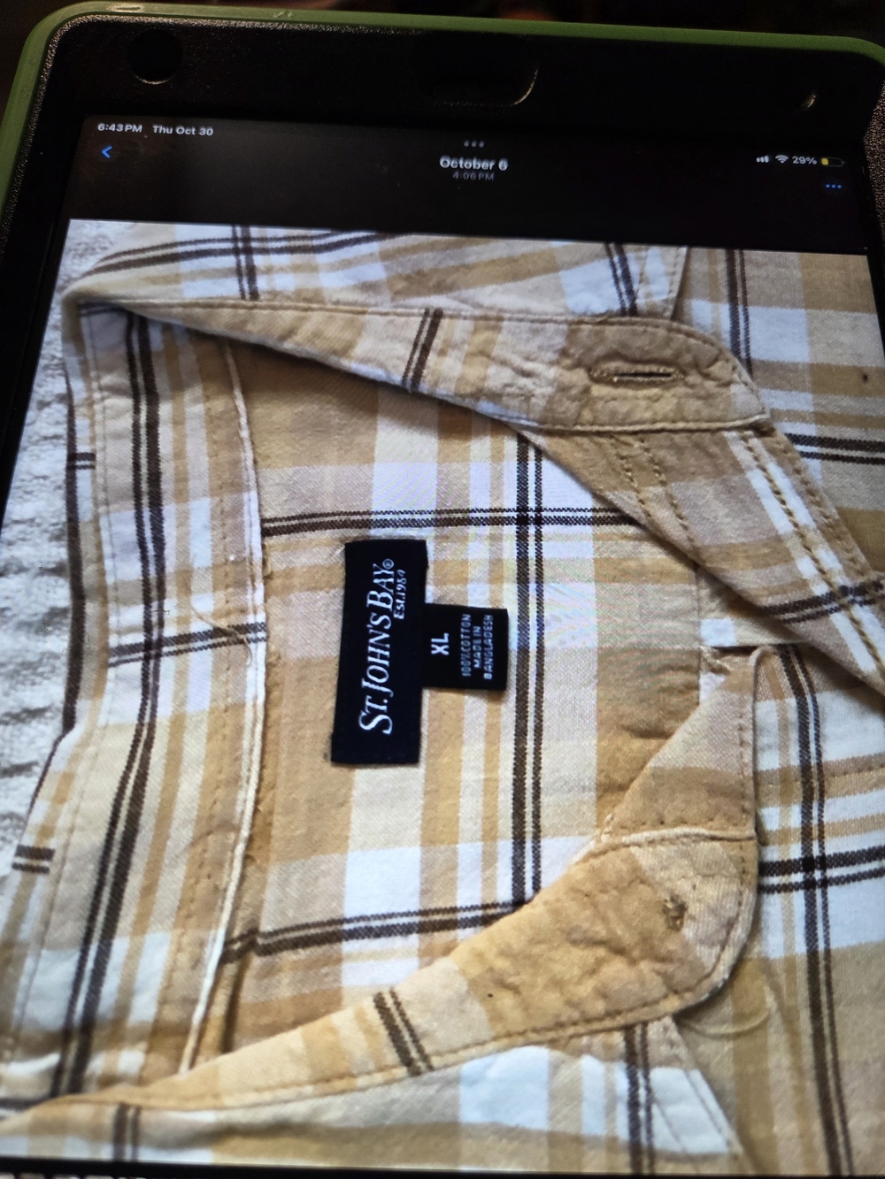 St. John's Bay Yellow Plaid Button-Up Shirt - XL